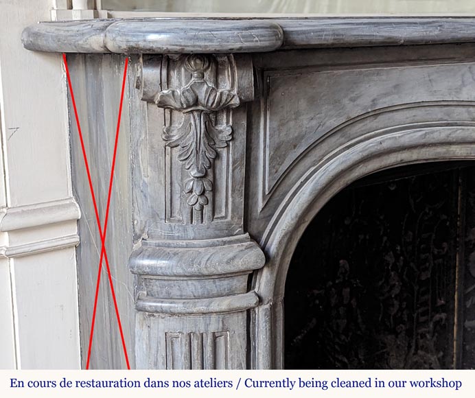 Louis XV period Turquin marble mantel with beautiful shell Louis XV period Turquin marble mantel with beautiful shell-4