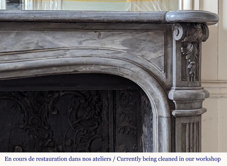 Louis XV period Turquin marble mantel with beautiful shell Louis XV period Turquin marble mantel with beautiful shell-7