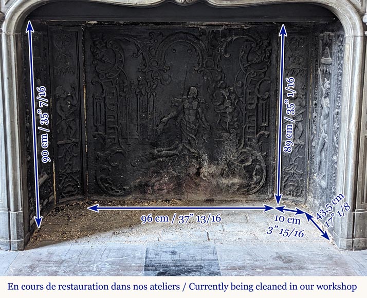 Louis XV period Turquin marble mantel with beautiful shell Louis XV period Turquin marble mantel with beautiful shell-10