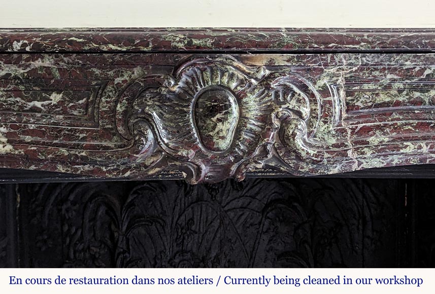 Small Louis XV style mantel in red Levanto marble Small Louis XV style mantel in red Levanto marble-1