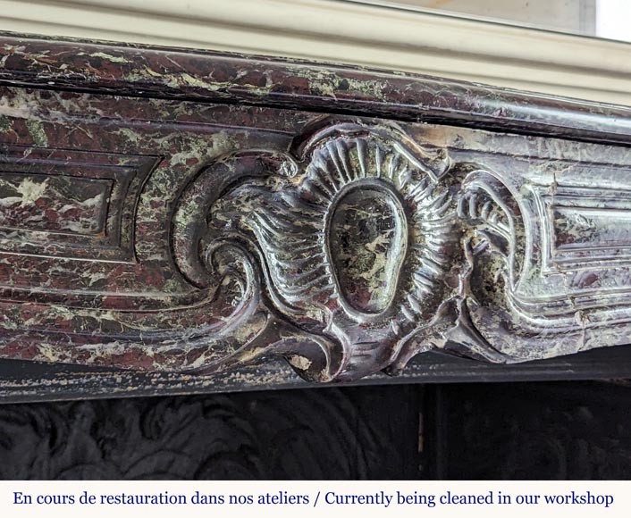 Small Louis XV style mantel in red Levanto marble Small Louis XV style mantel in red Levanto marble-2