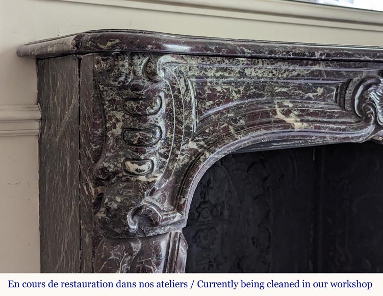 Small Louis XV style mantel in red Levanto marble Small Louis XV style mantel in red Levanto marble-4