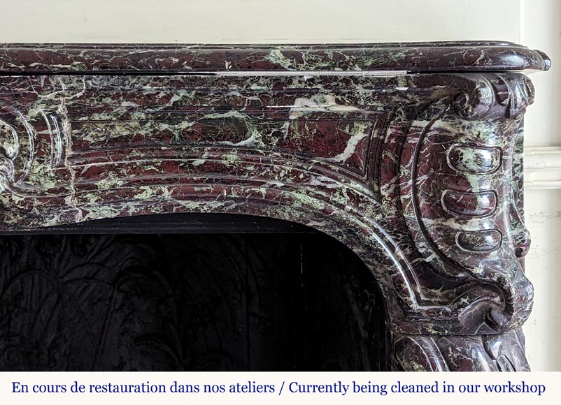 Small Louis XV style mantel in red Levanto marble Small Louis XV style mantel in red Levanto marble-7