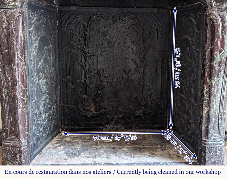 Small Louis XV style mantel in red Levanto marble Small Louis XV style mantel in red Levanto marble-10