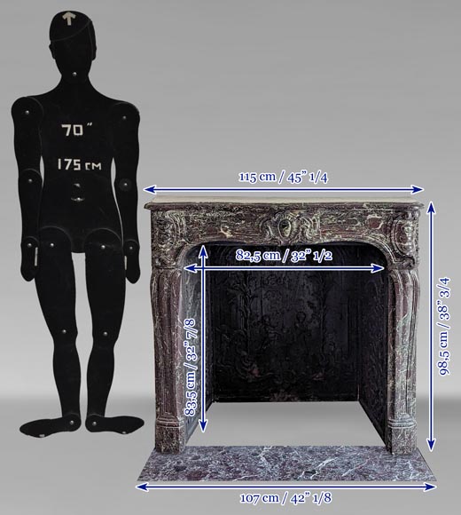 Small Louis XV style mantel in red Levanto marble Small Louis XV style mantel in red Levanto marble-14