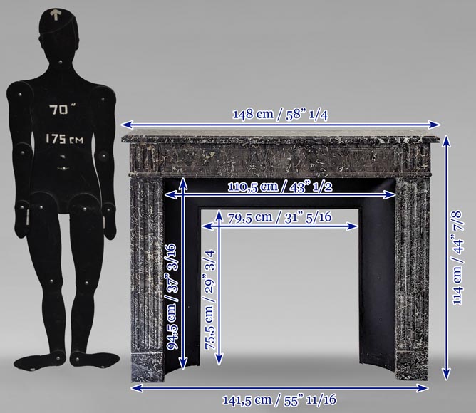 Louis XVI period mantel in Gris Saint Anne marble Louis XVI period mantel in Gris Saint Anne marble-9