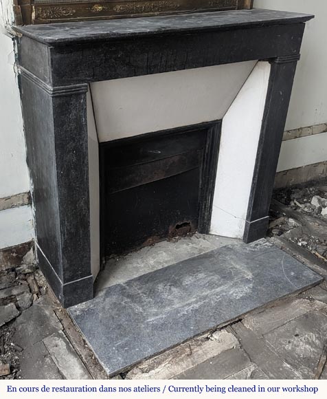 Napoleon III style mantel in black marble Napoleon III style mantel in black marble-2