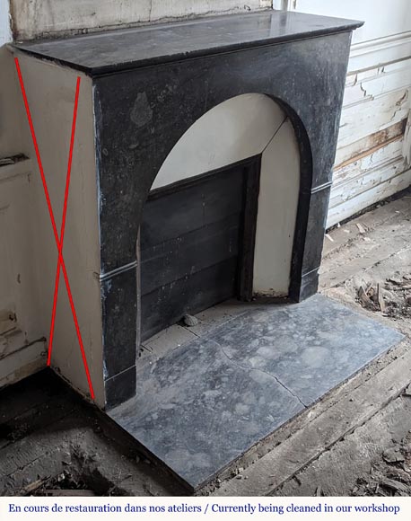 Restoration period arched mantel in black spotted marble Restoration period arched mantel in black spotted marble-2