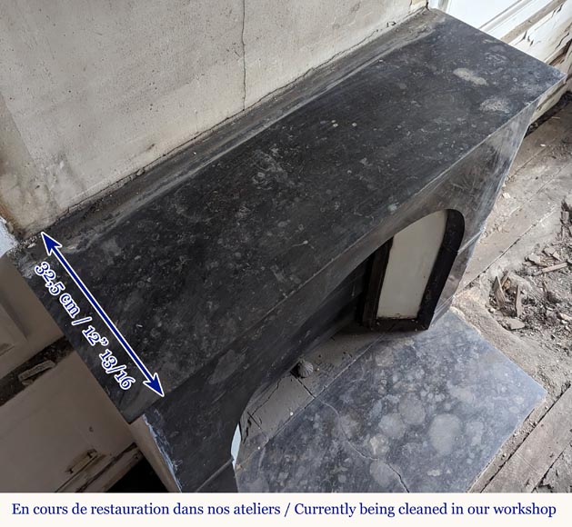 Restoration period arched mantel in black spotted marble Restoration period arched mantel in black spotted marble-9