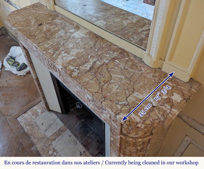 Louis XVI style mantel in Brocatelle marble with rounded corners adorned with a sunflower Louis XVI style mantel in Brocatelle marble with rounded corners adorned with a sunflower-9