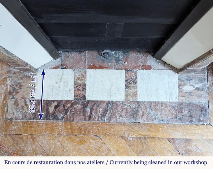 Louis XVI style mantel in Breche marble with rounded corners adorned with a sunflower Louis XVI style mantel in Breche marble with rounded corners adorned with a sunflower-8