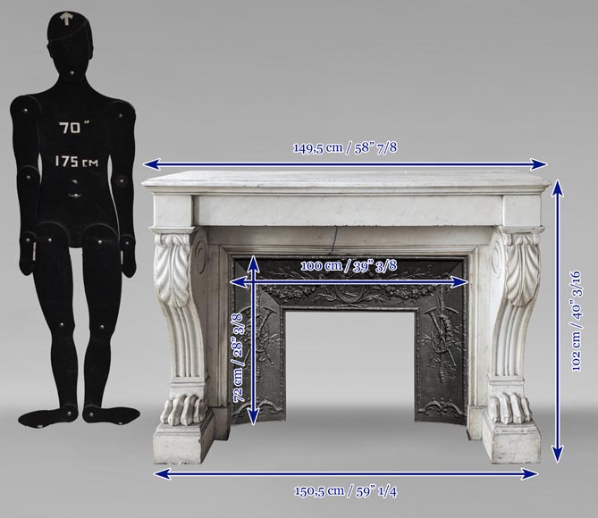 Statuary marble mantel with lion paws Statuary marble mantel with lion paws-12