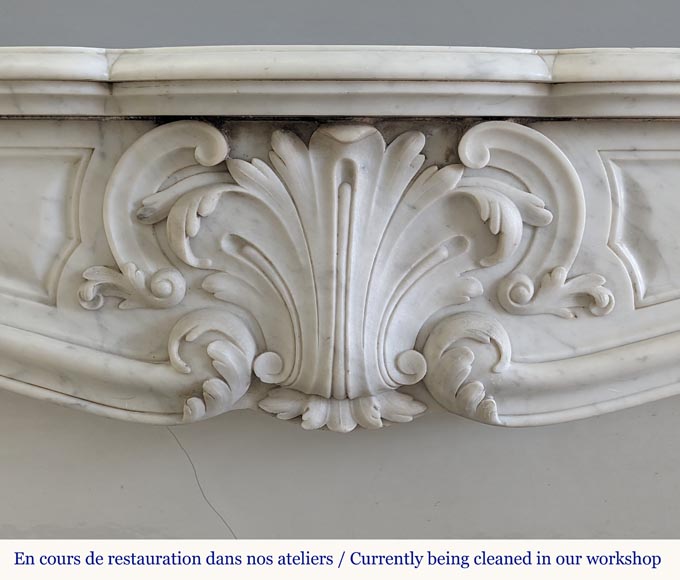 Louis XV style fireplace in Carrara marble decorated with a palmette Louis XV style fireplace in Carrara marble decorated with a palmette-1