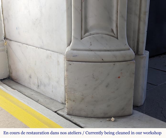 Louis XV style fireplace in Carrara marble decorated with a palmette Louis XV style fireplace in Carrara marble decorated with a palmette-6