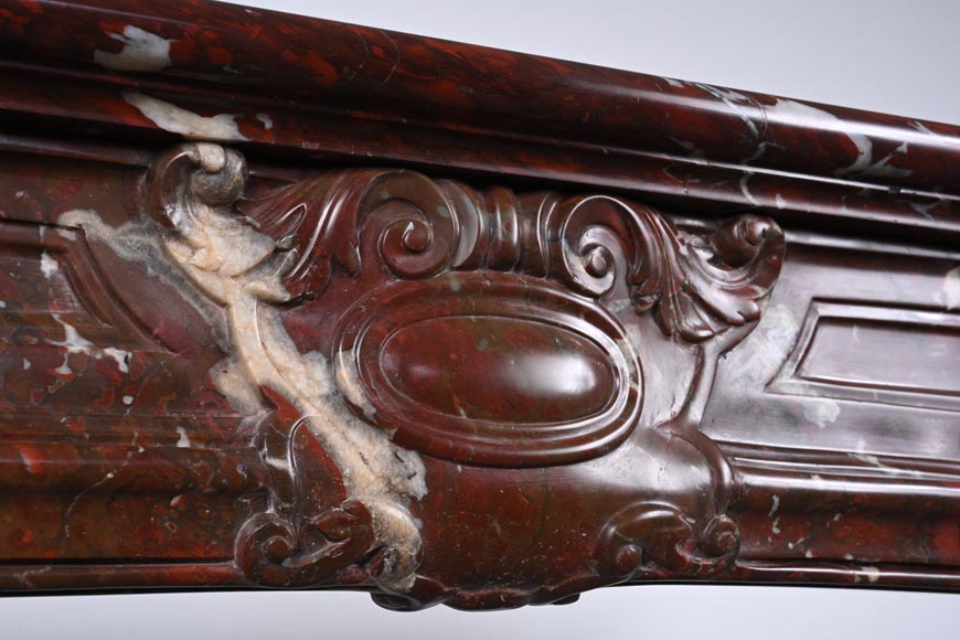 Regence style mantel carved in Griotte red marble Regence style mantel carved in Griotte red marble-2