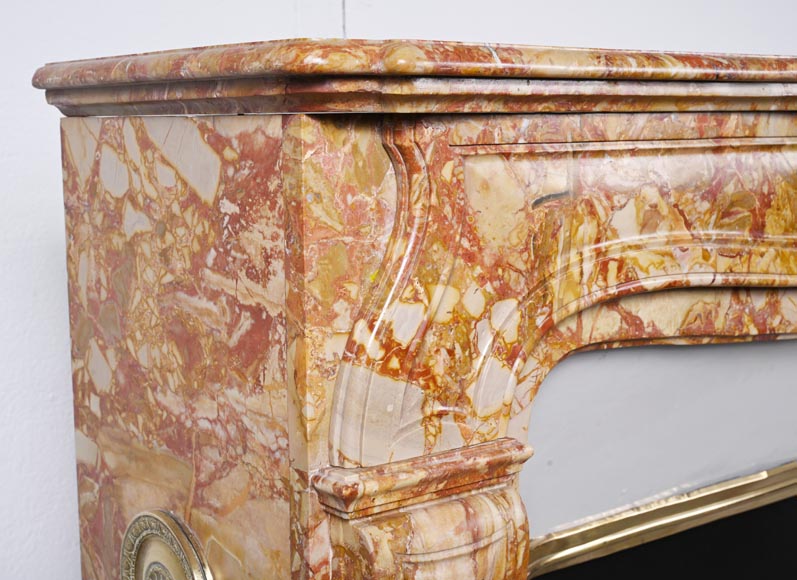 Regence style mantel in red and orange brèché marble Regence style mantel in red and orange brèché marble-3
