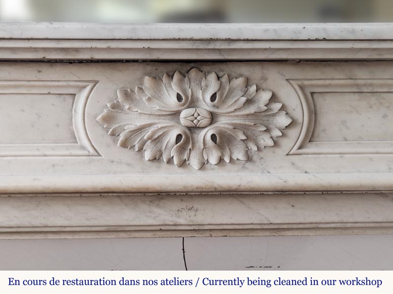 Louis XVI style Carrara marble mantel with filleted flutes and acanthus leaves Louis XVI style Carrara marble mantel with filleted flutes and acanthus leaves-1