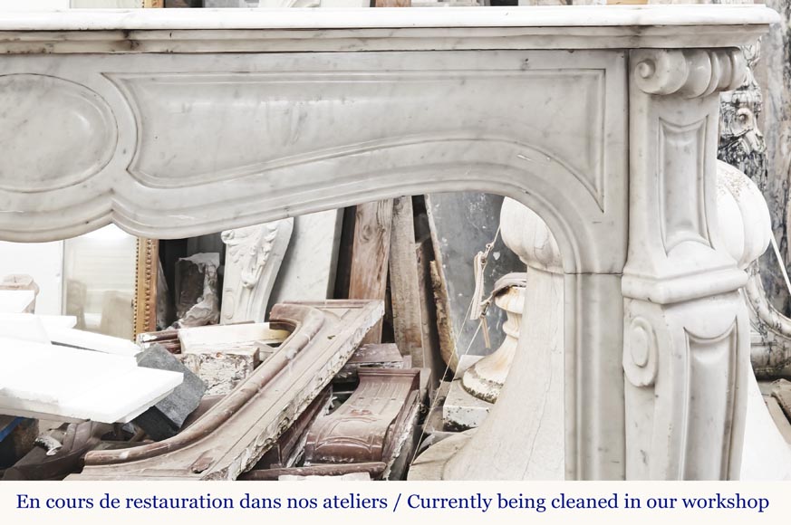 Louis XV style Pompadour model fireplace, in Carrara marble Louis XV style Pompadour model fireplace, in Carrara marble-6
