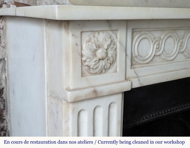 Louis XVI style mantel in semi-statuary marble adorned with a Greek frieze Louis XVI style mantel in semi-statuary marble adorned with a Greek frieze-3