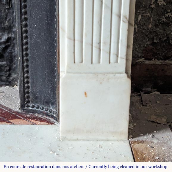 Louis XVI style mantel in semi-statuary marble adorned with a Greek frieze Louis XVI style mantel in semi-statuary marble adorned with a Greek frieze-7