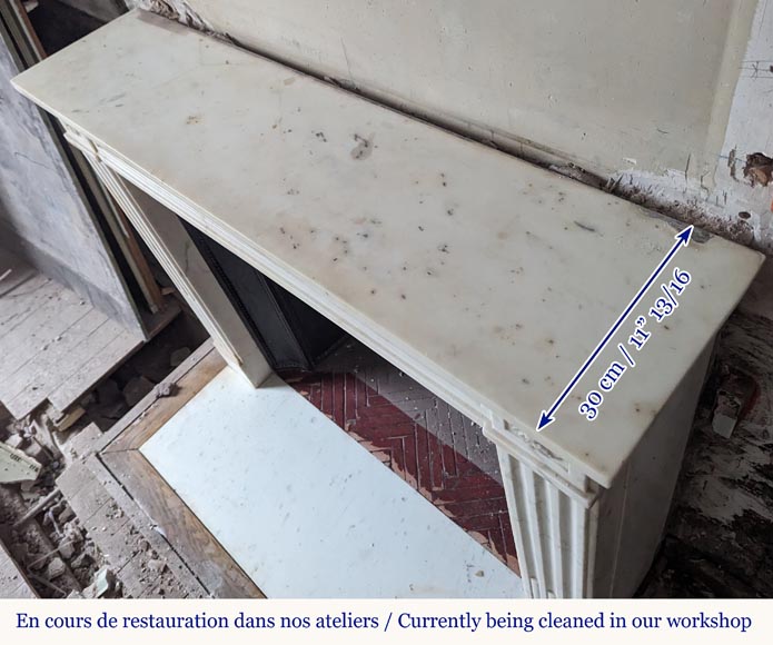 Louis XVI style mantel in semi-statuary marble adorned with a Greek frieze Louis XVI style mantel in semi-statuary marble adorned with a Greek frieze-11