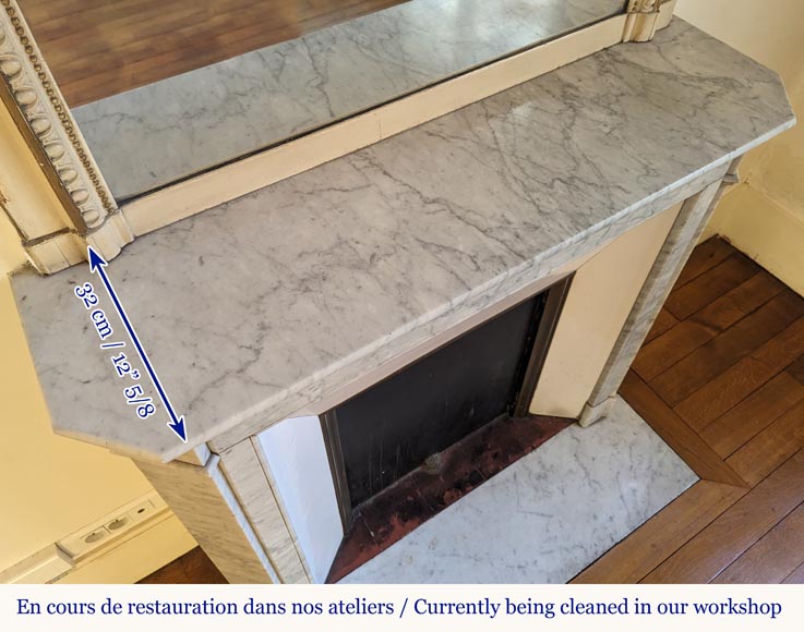 Louis XVI mantel in Carrara marble Louis XVI mantel in Carrara marble-9