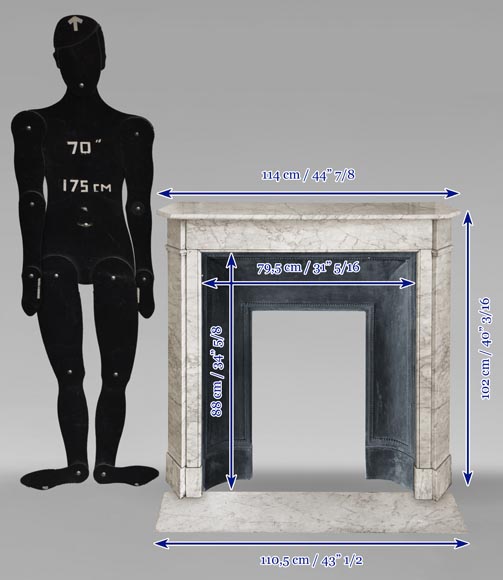 Louis XVI mantel in Carrara marble Louis XVI mantel in Carrara marble-10