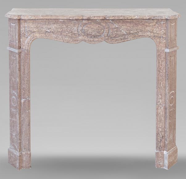 Louis XV style Pompadour mantel in red Campan marble Louis XV style Pompadour mantel in red Campan marble-0