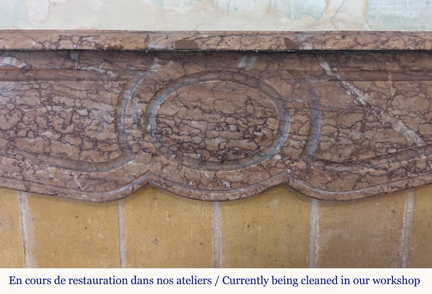 Louis XV style Pompadour mantel in red Campan marble Louis XV style Pompadour mantel in red Campan marble-1