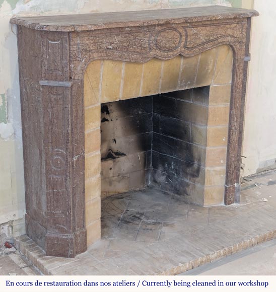 Louis XV style Pompadour mantel in red Campan marble Louis XV style Pompadour mantel in red Campan marble-2