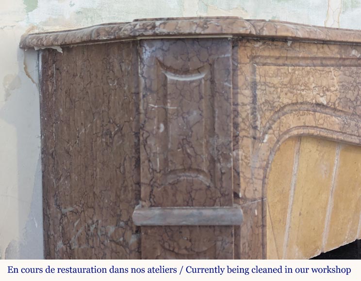 Louis XV style Pompadour mantel in red Campan marble Louis XV style Pompadour mantel in red Campan marble-3