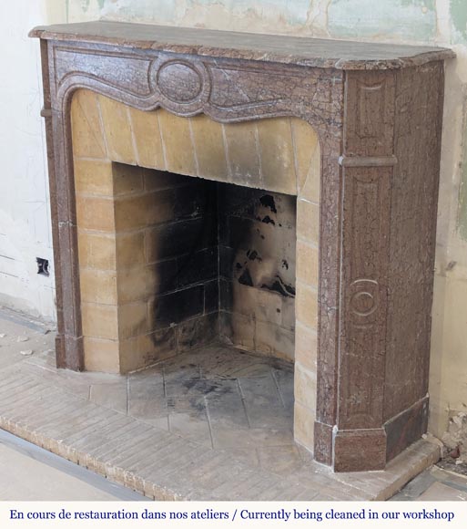 Louis XV style Pompadour mantel in red Campan marble Louis XV style Pompadour mantel in red Campan marble-5