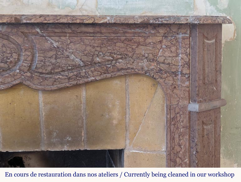 Louis XV style Pompadour mantel in red Campan marble Louis XV style Pompadour mantel in red Campan marble-6