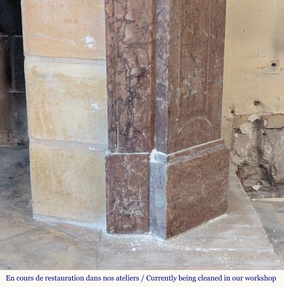 Louis XV style Pompadour mantel in red Campan marble Louis XV style Pompadour mantel in red Campan marble-7