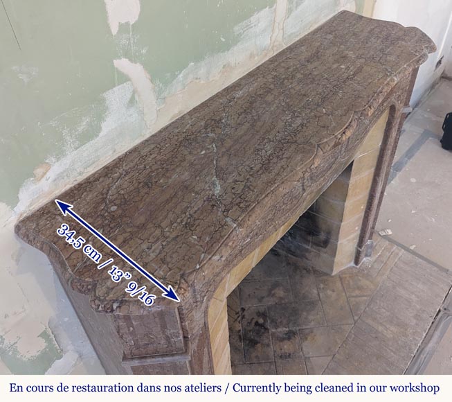 Louis XV style Pompadour mantel in red Campan marble Louis XV style Pompadour mantel in red Campan marble-8