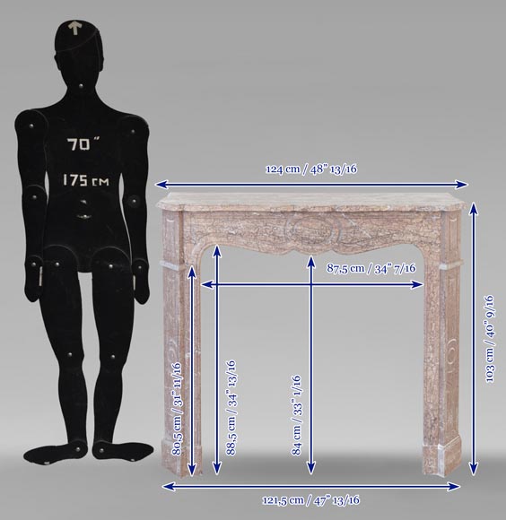 Louis XV style Pompadour mantel in red Campan marble Louis XV style Pompadour mantel in red Campan marble-9