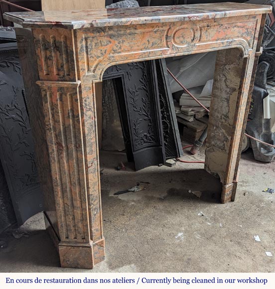 Louis XV style Pompadour mantel in Enjugerais marble Louis XV style Pompadour mantel in Enjugerais marble-2