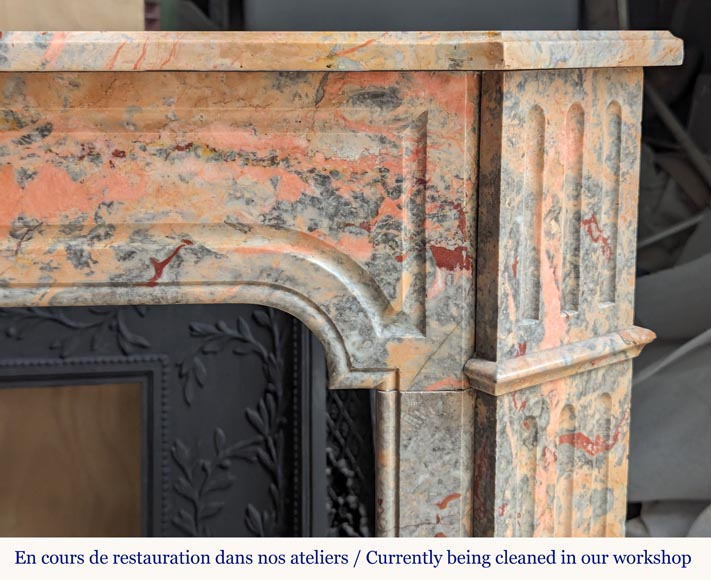 Louis XV style Pompadour mantel in Enjugerais marble Louis XV style Pompadour mantel in Enjugerais marble-6