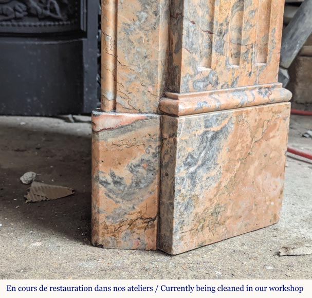 Louis XV style Pompadour mantel in Enjugerais marble Louis XV style Pompadour mantel in Enjugerais marble-7