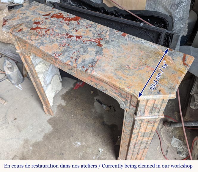 Louis XV style Pompadour mantel in Enjugerais marble Louis XV style Pompadour mantel in Enjugerais marble-8