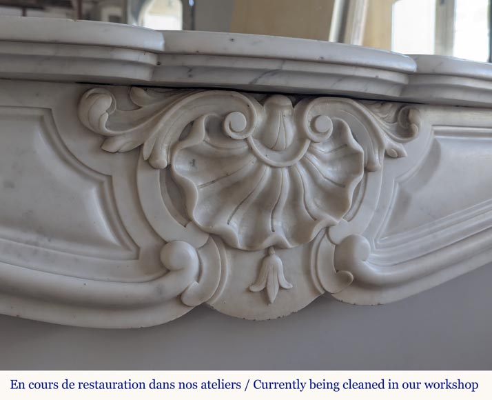 Louis XV style Carrara marble mantel with shell design Louis XV style Carrara marble mantel with shell design-2