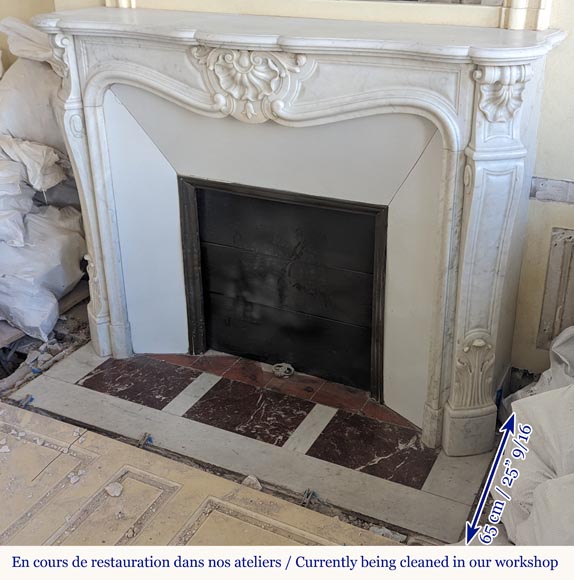 Louis XV style Carrara marble mantel with shell design Louis XV style Carrara marble mantel with shell design-6