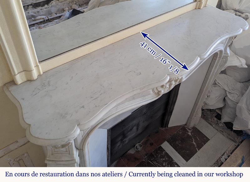 Louis XV style Carrara marble mantel with shell design Louis XV style Carrara marble mantel with shell design-10