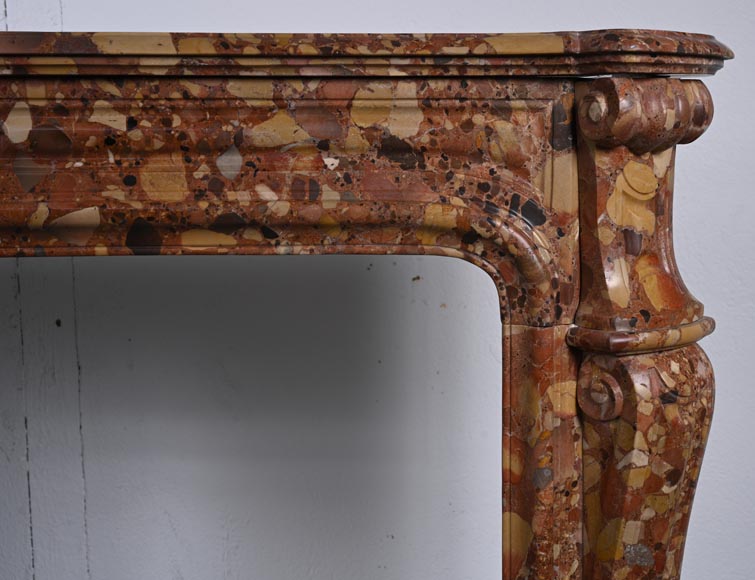 Louis XV style Pompadour curved mantel in Aleppo Breche Louis XV style Pompadour curved mantel in Aleppo Breche-6