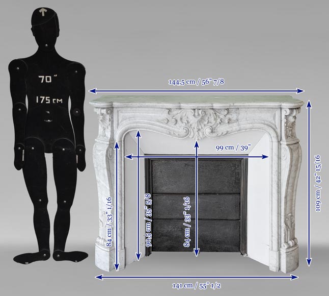 Louis XV style Carrara marble mantel decorated with foliate shells Louis XV style Carrara marble mantel decorated with foliate shells-12