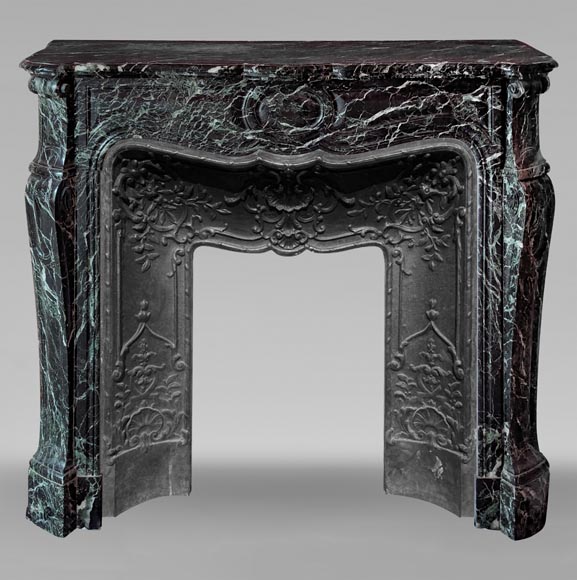 Louis XV style Pompadour mantel in Vert de Mer marble Louis XV style Pompadour mantel in Vert de Mer marble-0