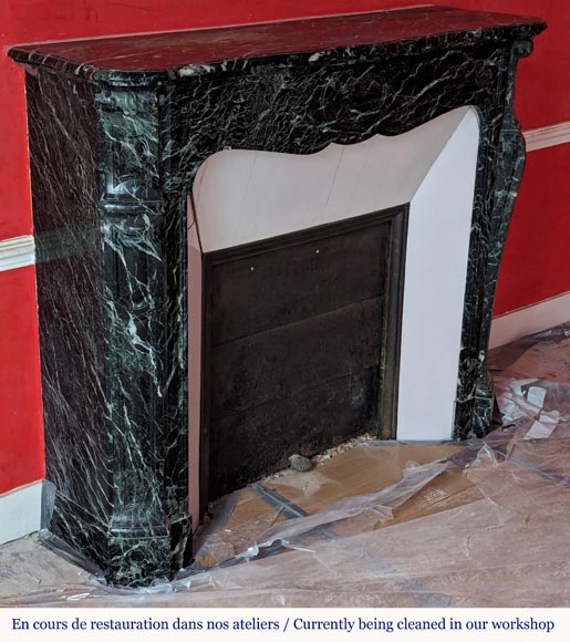 Louis XV style Pompadour mantel in Vert de Mer marble Louis XV style Pompadour mantel in Vert de Mer marble-2