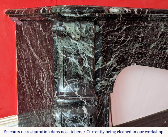 Louis XV style Pompadour mantel in Vert de Mer marble Louis XV style Pompadour mantel in Vert de Mer marble-3