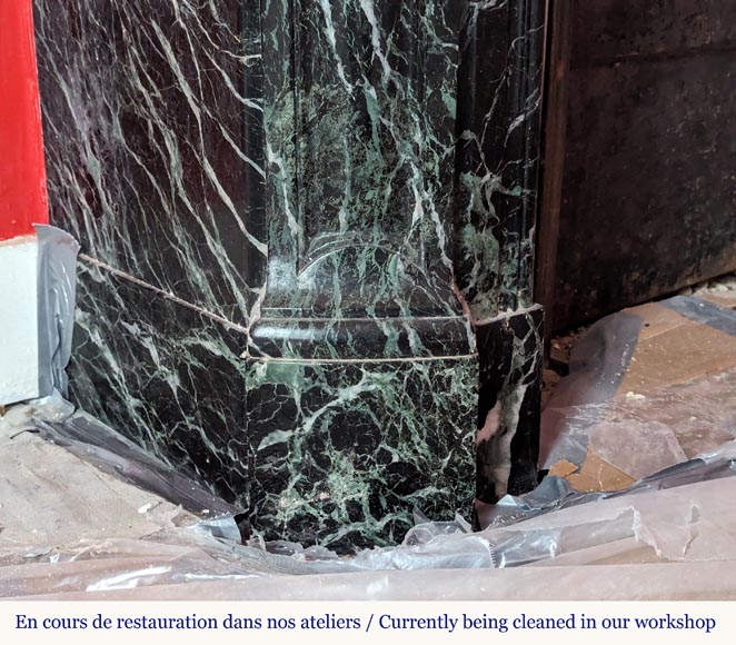 Louis XV style Pompadour mantel in Vert de Mer marble Louis XV style Pompadour mantel in Vert de Mer marble-4