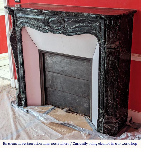 Louis XV style Pompadour mantel in Vert de Mer marble Louis XV style Pompadour mantel in Vert de Mer marble-5